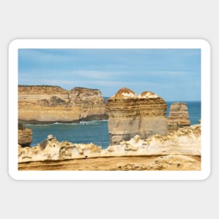 Limestone rocky outcrops at Loch Ard Gorge, Australia. Sticker